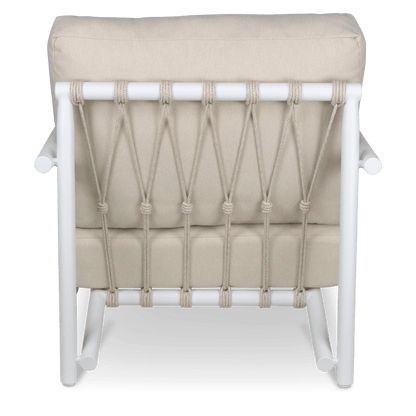 Havana Armchair in Arctic White with Dune Rope Inlay and Olefin Cushions