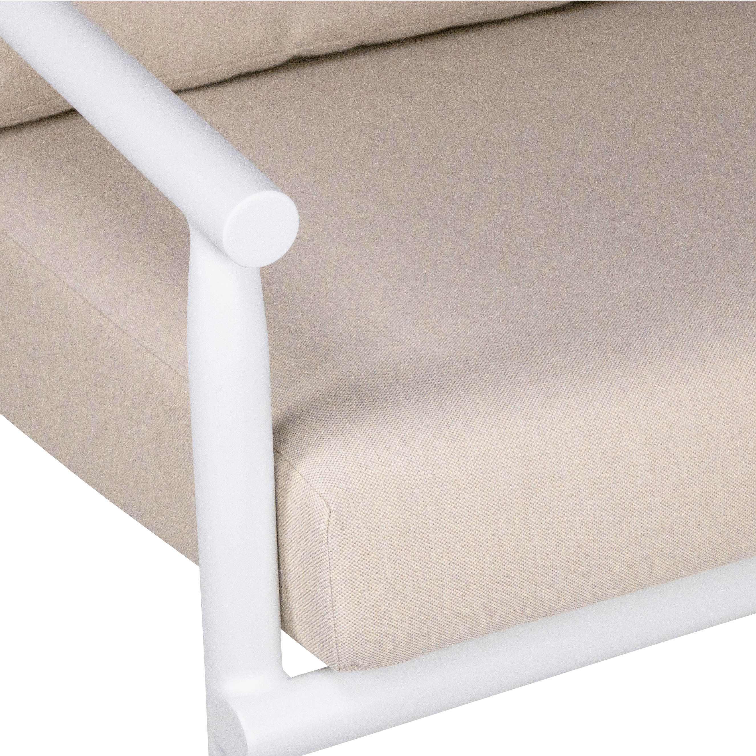 Havana Armchair in Arctic White with Dune Rope Inlay and Olefin Cushions