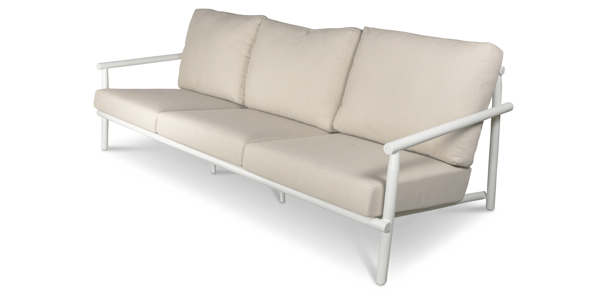 Havana 3 Seater with 2 x Armchair and Coffee Table in Arctic White with Dune Rope Inlay and Olefin Cushions