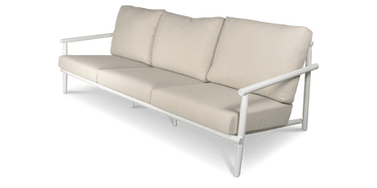 Havana 3 Seater with 2 x Armchair and Coffee Table in Arctic White with Dune Rope Inlay and Olefin Cushions