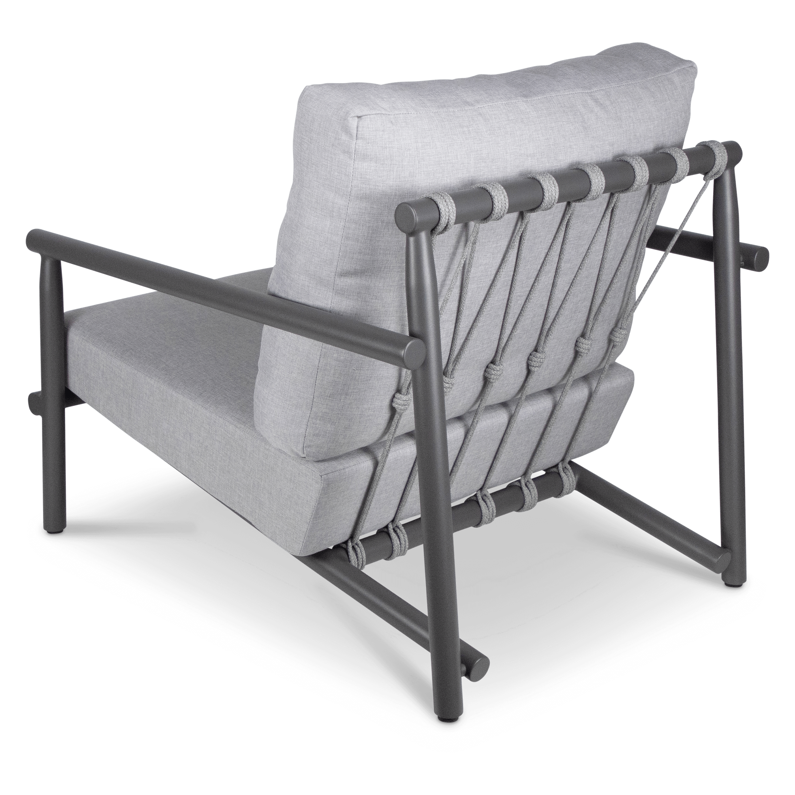 Havana Armchair in Gunmetal with Charcoal Rope Inlay and Olefin Cushions