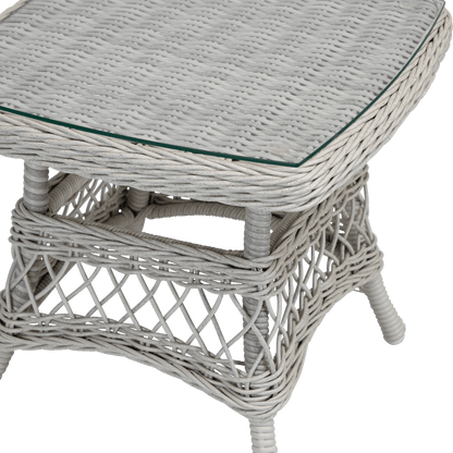 Hamptons Dining Chair 3pc Occasional in Surfmist Wicker and Dune Spunpoly Cushions