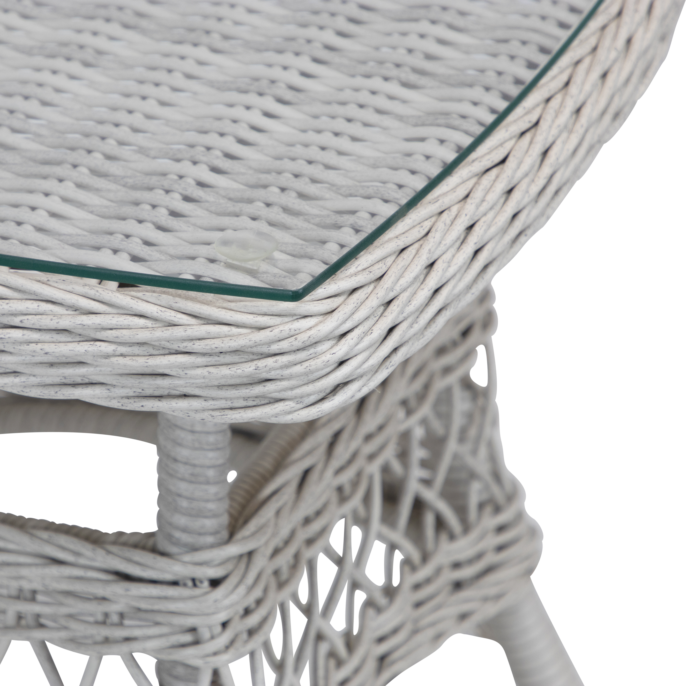 Hamptons Side Table in Surfmist Wicker with Glass Top