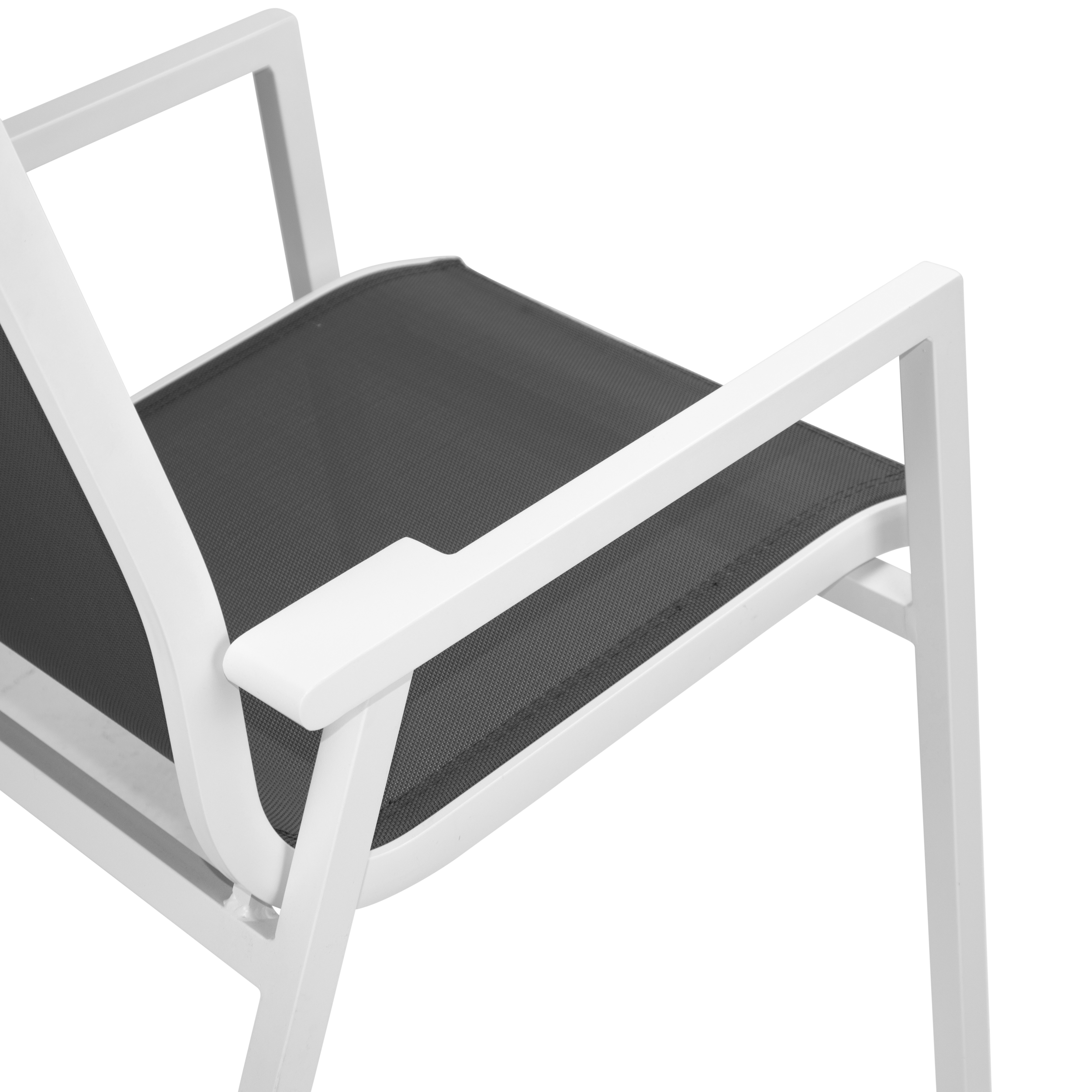 Maldives Sling Dining Chair in Grey Textilene Fabric and Arctic White Frame