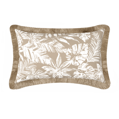 Tahiti Natural Escape - 30x50cm Fringed Outdoor Cushion