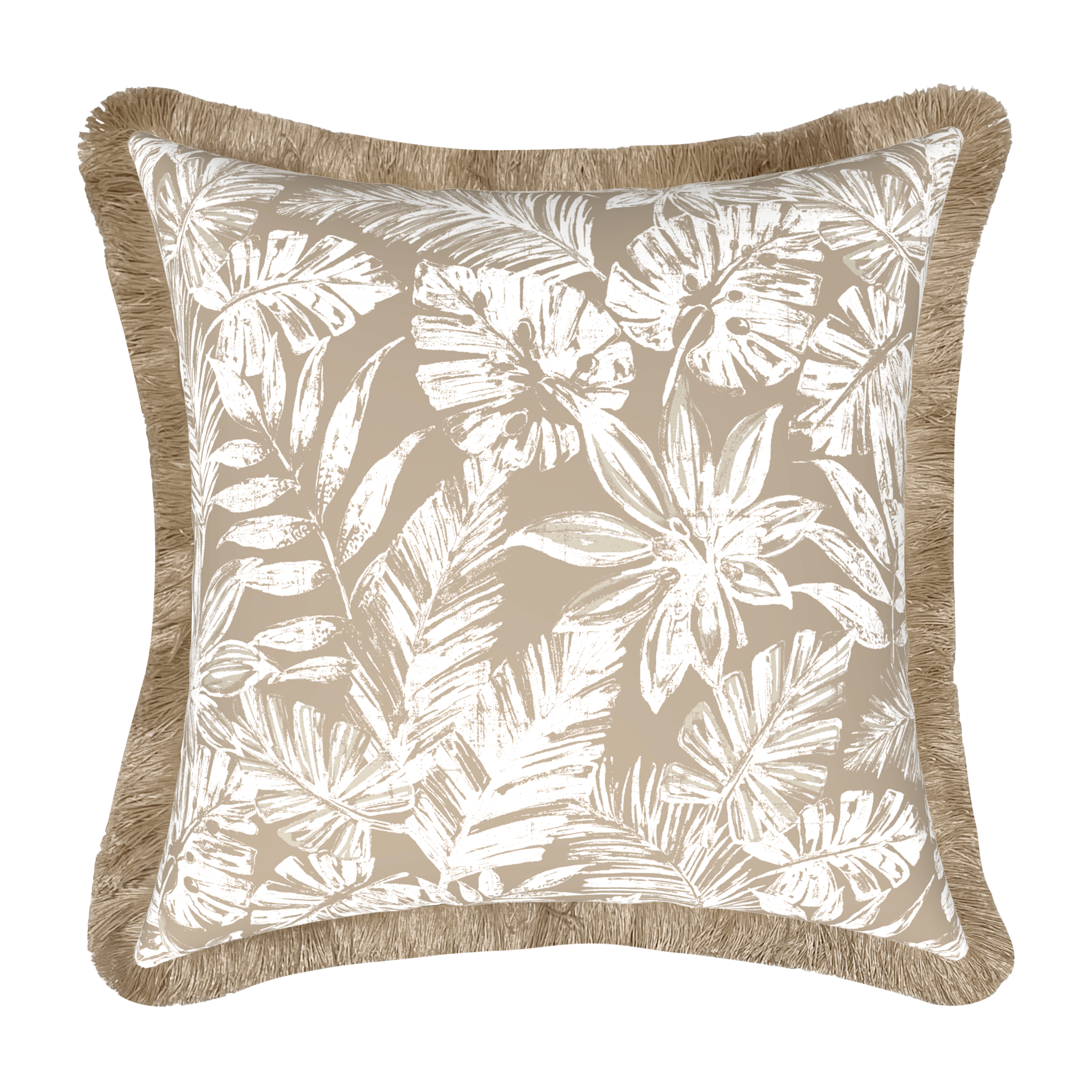 Tahiti Natural Escape - 50x50cm Fringed Outdoor Cushion