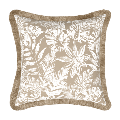 Tahiti Natural Escape - 50x50cm Fringed Outdoor Cushion