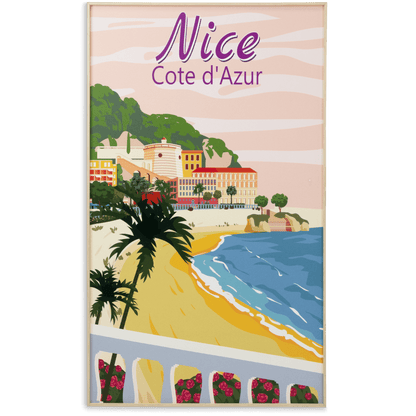 Nice Cote D Azur - 60 x 100cm Outdoor UV Wall Art with Beech Aluminium Frame