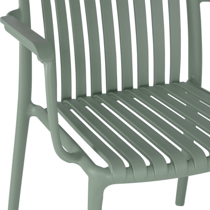 Salerno UV Polypropylene Premium Dining Chair with Arm in Sage