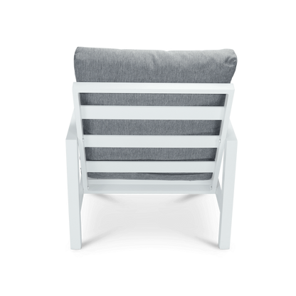 San Sebastian Outdoor Armchair in Arctic White with Platinum Olefin Cushions