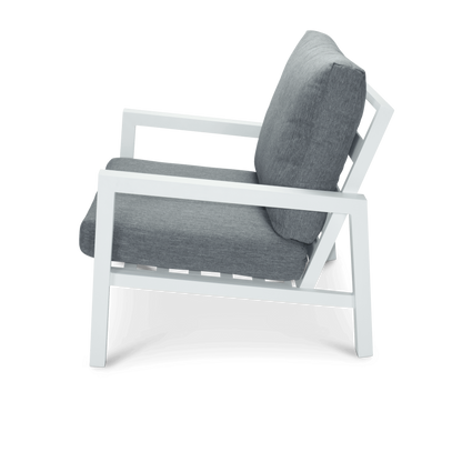 San Sebastian Outdoor Armchair in Arctic White with Platinum Olefin Cushions