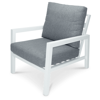 San Sebastian Outdoor Armchair in Arctic White with Platinum Olefin Cushions