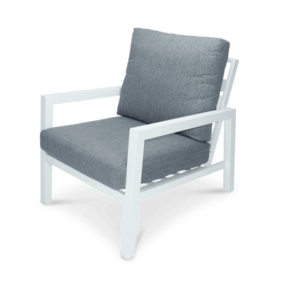 San Sebastian 5pc Outdoor Lounge Suite in Arctic White Aluminium with Platinum Olefin Cushions