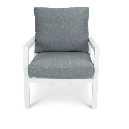 San Sebastian Outdoor Armchair in Arctic White with Platinum Olefin Cushions