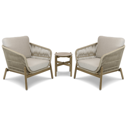 Tahiti 3pc Occasional Set with Eco Olefin Rope, Sahara Sand Spunpoly Cushions and Aluminium Frame