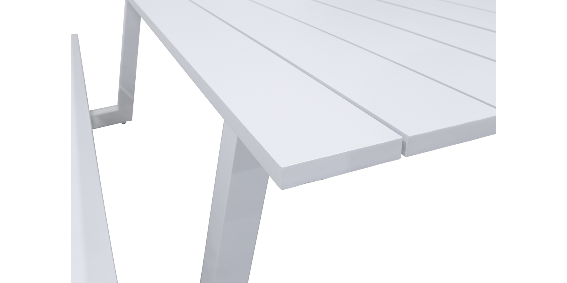 Mediterranean Dining Table and Bench Set in Arctic White Aluminium