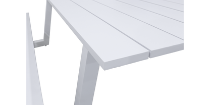 Mediterranean Dining Table and Bench Set in Arctic White Aluminium