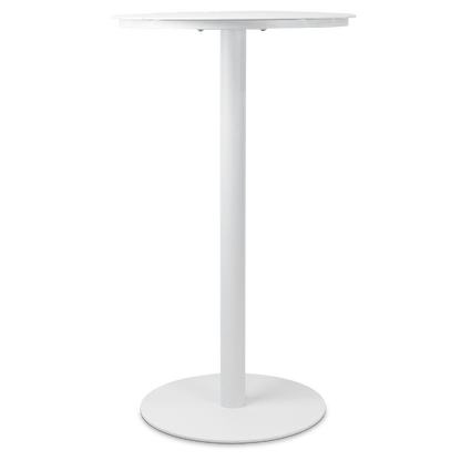 Cafe Collection Round Bar Table in Aluminium and Steel Base in Arctic White