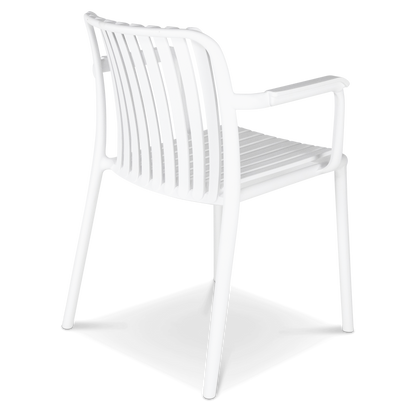 Salerno UV Polypropylene Premium Dining Chair with Arm in Arctic White