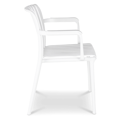 Salerno UV Polypropylene Premium Dining Chair with Arm in Arctic White