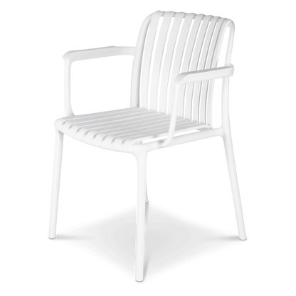 Salerno UV Polypropylene Premium Dining Chair with Arm in Arctic White