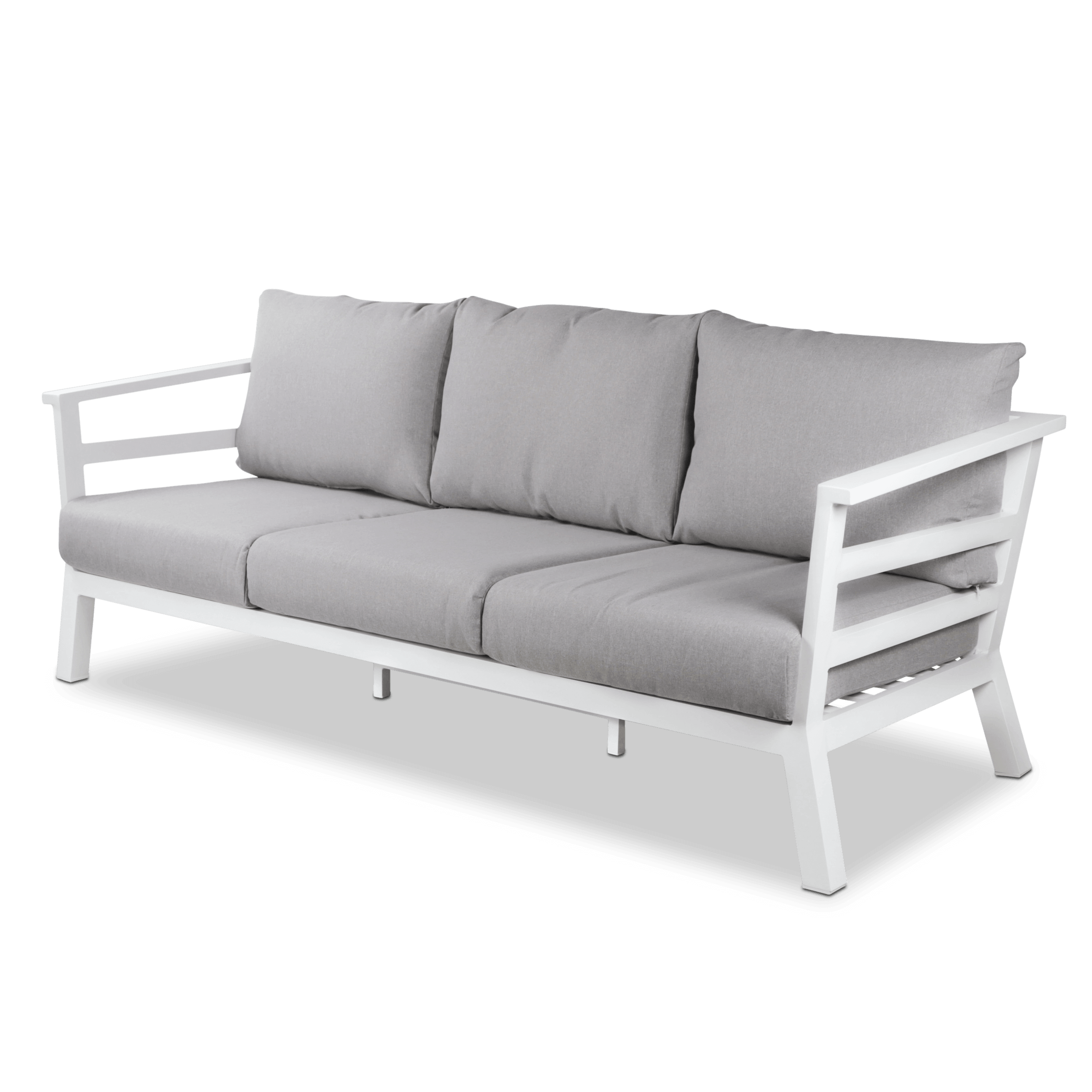 Aveiro 3 Seater with 2 x Armchairs in Arctic White with Stone Olefin Cushions