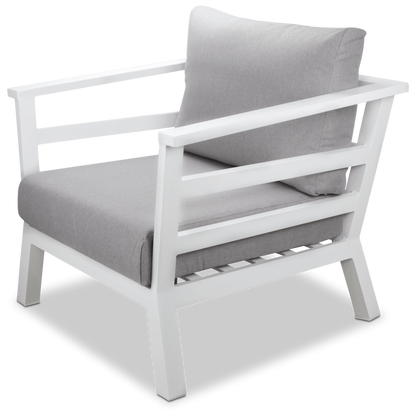 Aveiro Outdoor Armchair in Arctic White with Stone Olefin Cushion