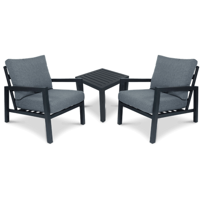 San Sebastian 3pc Occasional Set in Gunmetal with Platinum Olefin Cushions