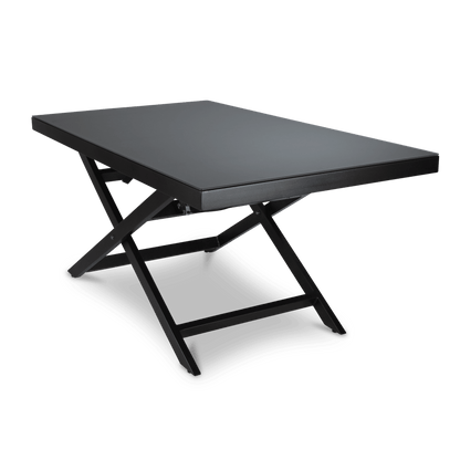 Mykonos Adjustable Coffee Table in Gunmetal Aluminium Frame and Glass Top - The Furniture Shack