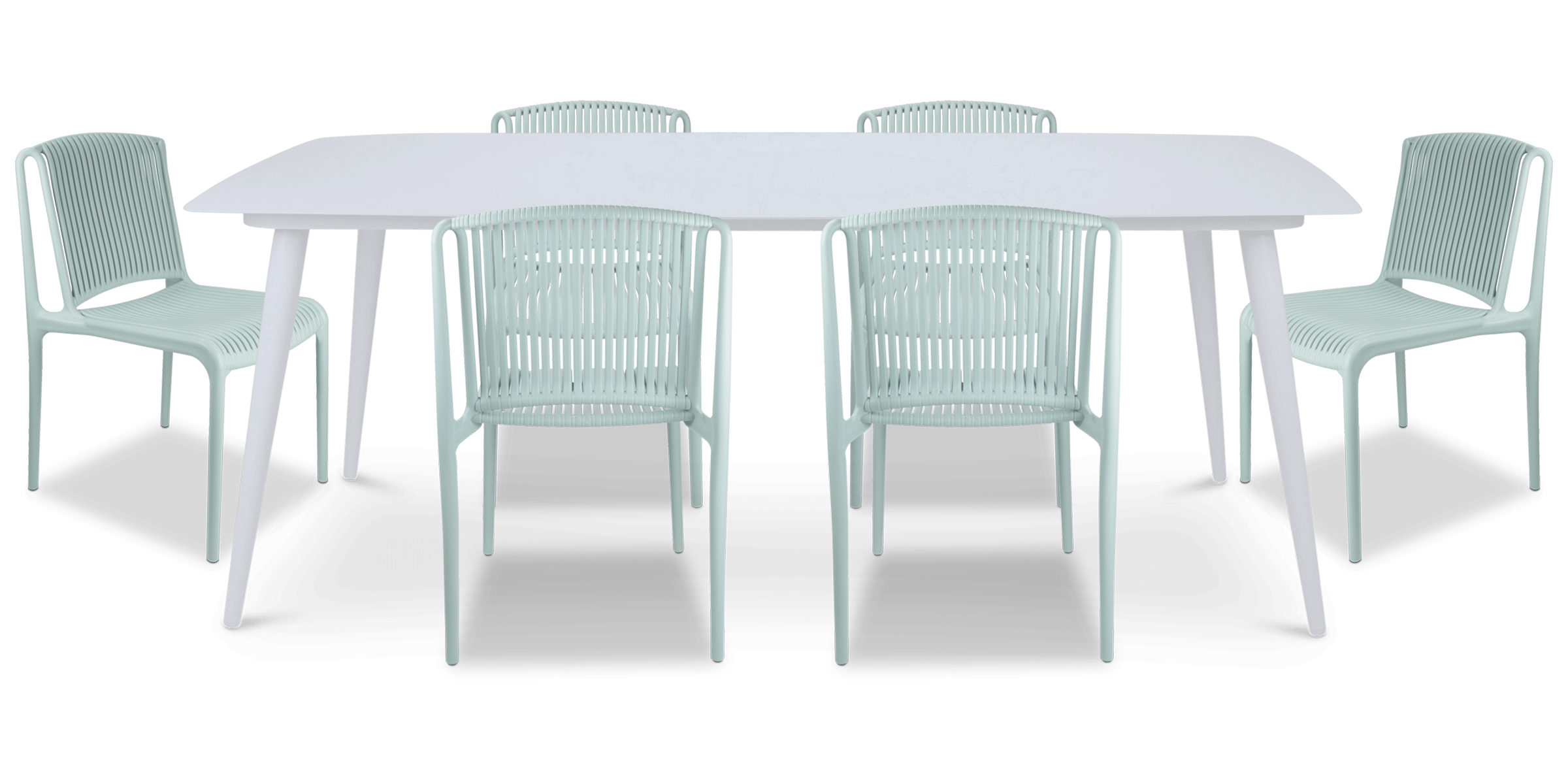 Amalfi Rectangle 7 Piece Outdoor Setting in Arctic White with UV Plastic Outdoor Chairs (PP)