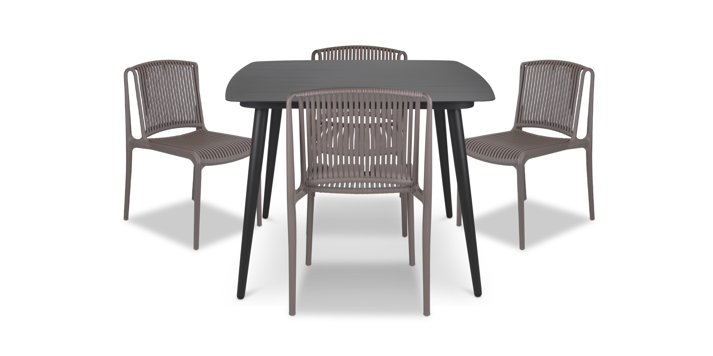 Amalfi Square 5 Piece Outdoor Setting in Gunmetal with UV Plastic Outdoor Chairs (PP)