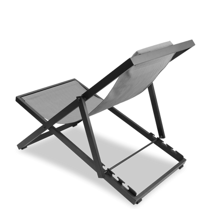 Chill Outdoor Deck Chair in Gunmetal Aluminium Frame and Charcoal Grey Textilene - The Furniture Shack