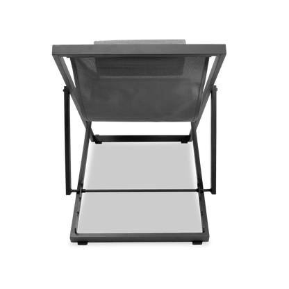 Chill Outdoor Deck Chair and Mykonos Medium Side Table in Gunmetal Aluminium Frame and Charcoal Grey Textilene - The Furniture Shack