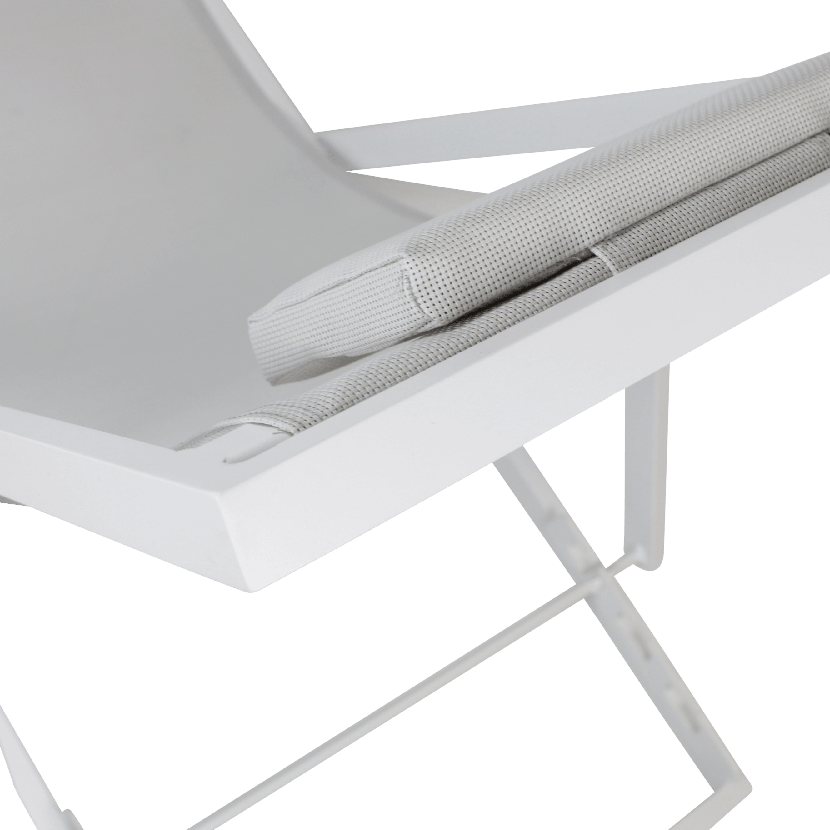 Chill Outdoor Deck Chair in Arctic White Aluminium Frame and Stone Grey Textilene - The Furniture Shack