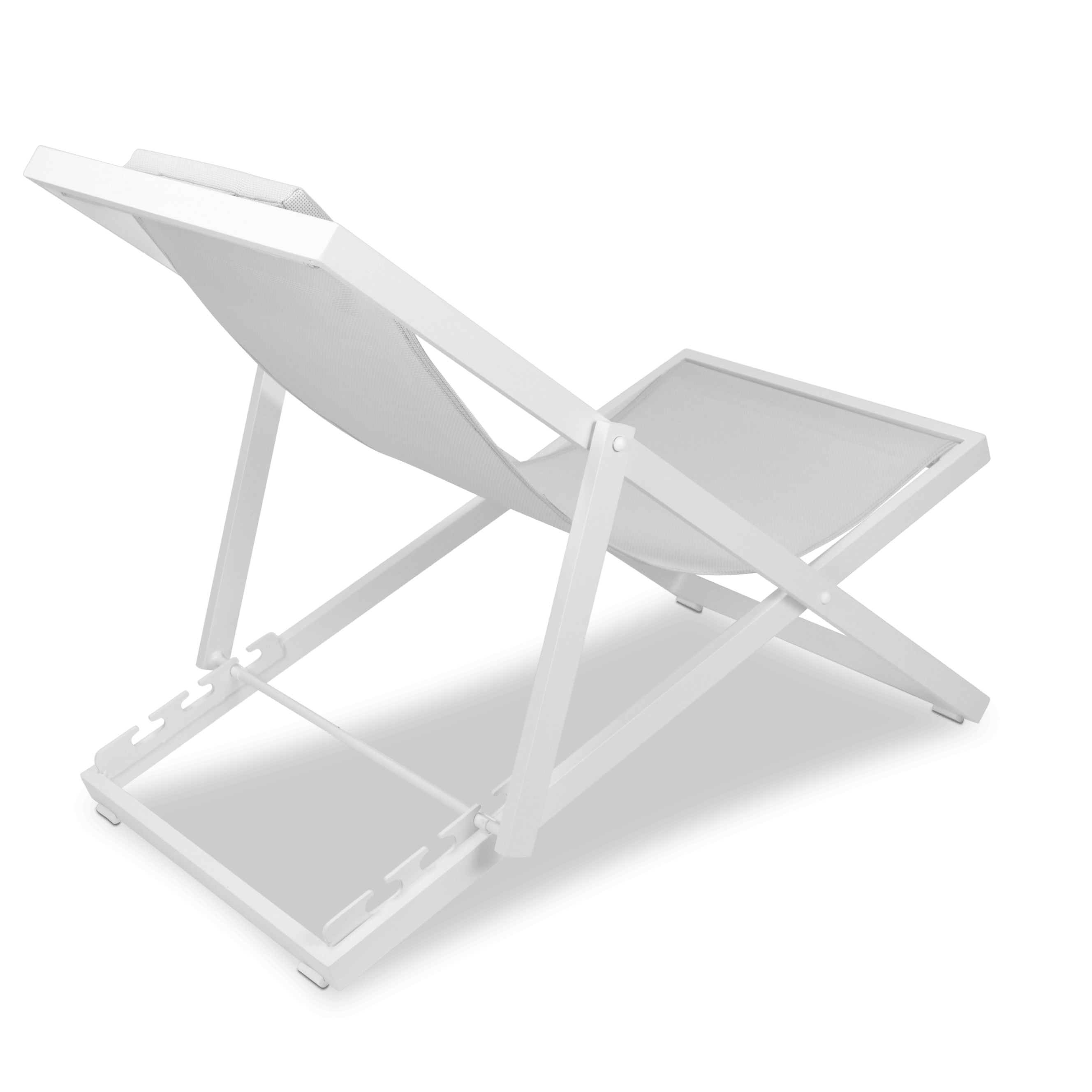 Chill Outdoor Deck Chair in Arctic White Aluminium Frame and Stone Grey Textilene - The Furniture Shack