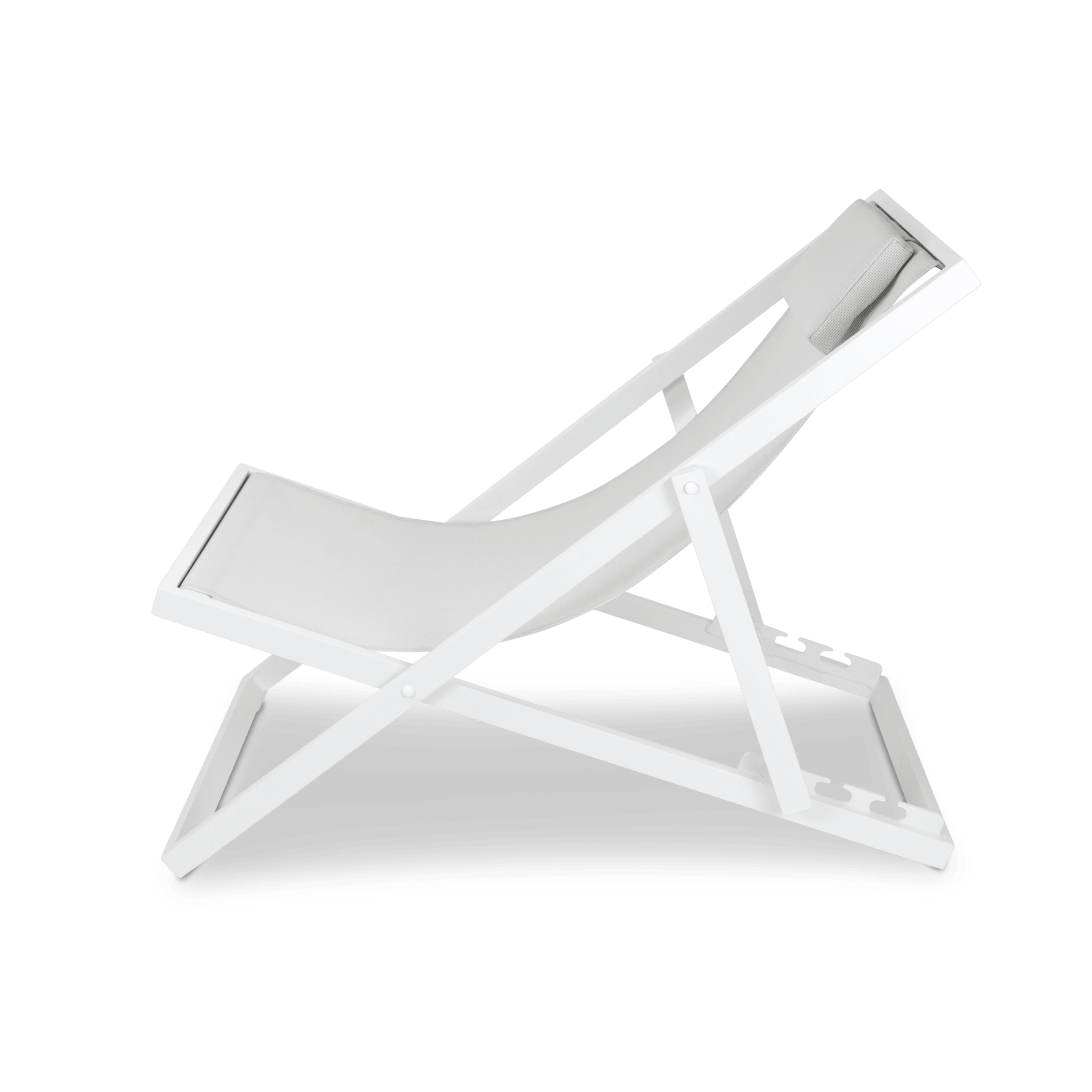 Chill Outdoor Deck Chair in Arctic White Aluminium Frame and Stone Grey Textilene - The Furniture Shack