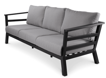 Aveiro 3 Seater in Gunmetal Grey with Stone Olefin Cushions - The Furniture Shack