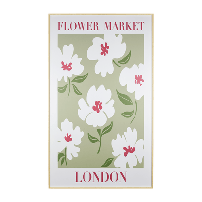 London Flower Market - 60 x 100cm Outdoor UV Wall Art with Beech Aluminium Frame - The Furniture Shack