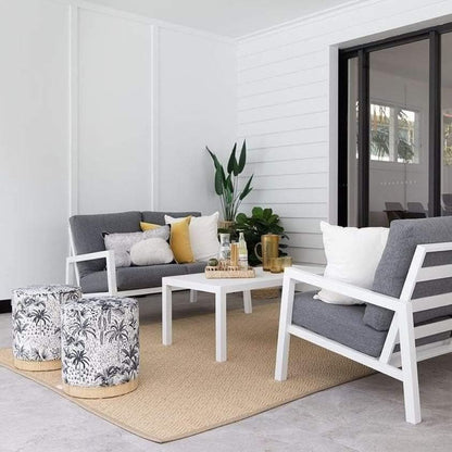 San Sebastian 2 Seater in Arctic White with Platinum Olefin Cushions - The Furniture Shack