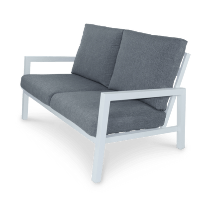 San Sebastian 2 Seater in Arctic White with Platinum Olefin Cushions - The Furniture Shack