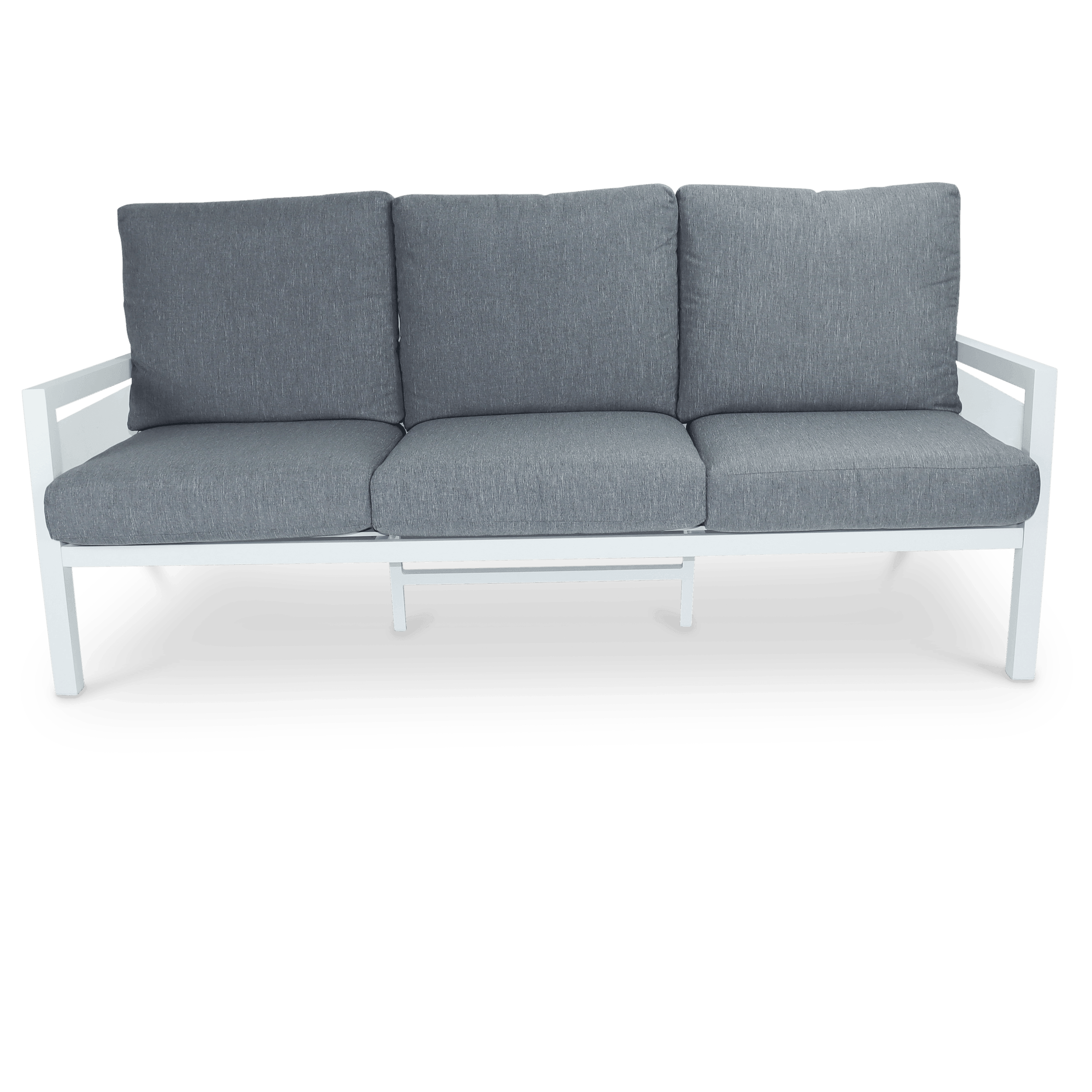 San Sebastian 3 Seater in Arctic White with Platinum Olefin Cushions - The Furniture Shack