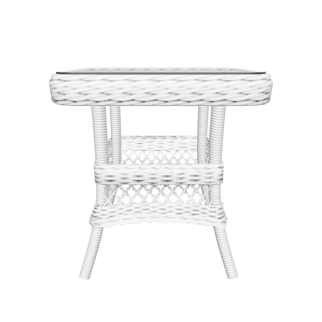 Hamptons Side Table in Surfmist Wicker with Glass Top