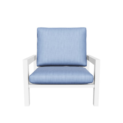 San Sebastian Outdoor Armchair in Arctic White with Platinum Olefin Cushions