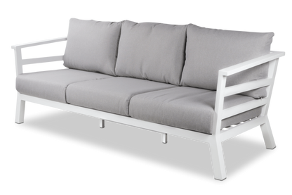 Aveiro 3 Seater in Arctic White with Stone Olefin Cushions - The Furniture Shack