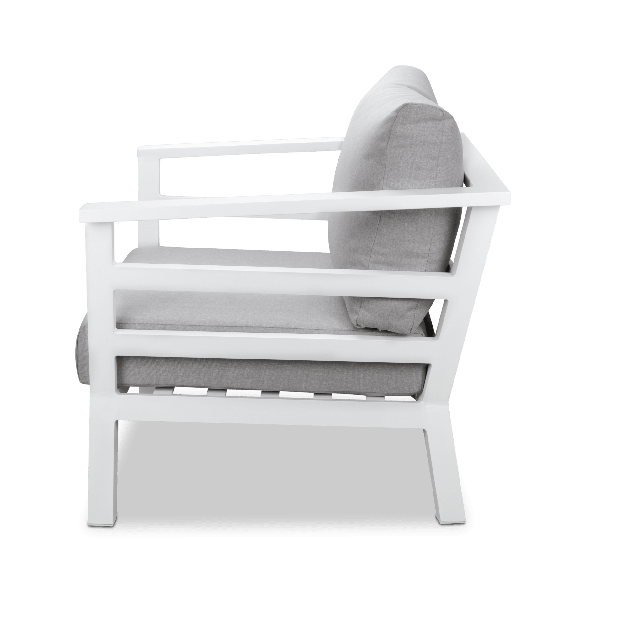 Aveiro Armchair in Arctic White with Stone Olefin Cushion - The Furniture Shack