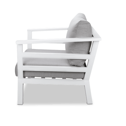 Aveiro Armchair in Arctic White with Stone Olefin Cushion - The Furniture Shack