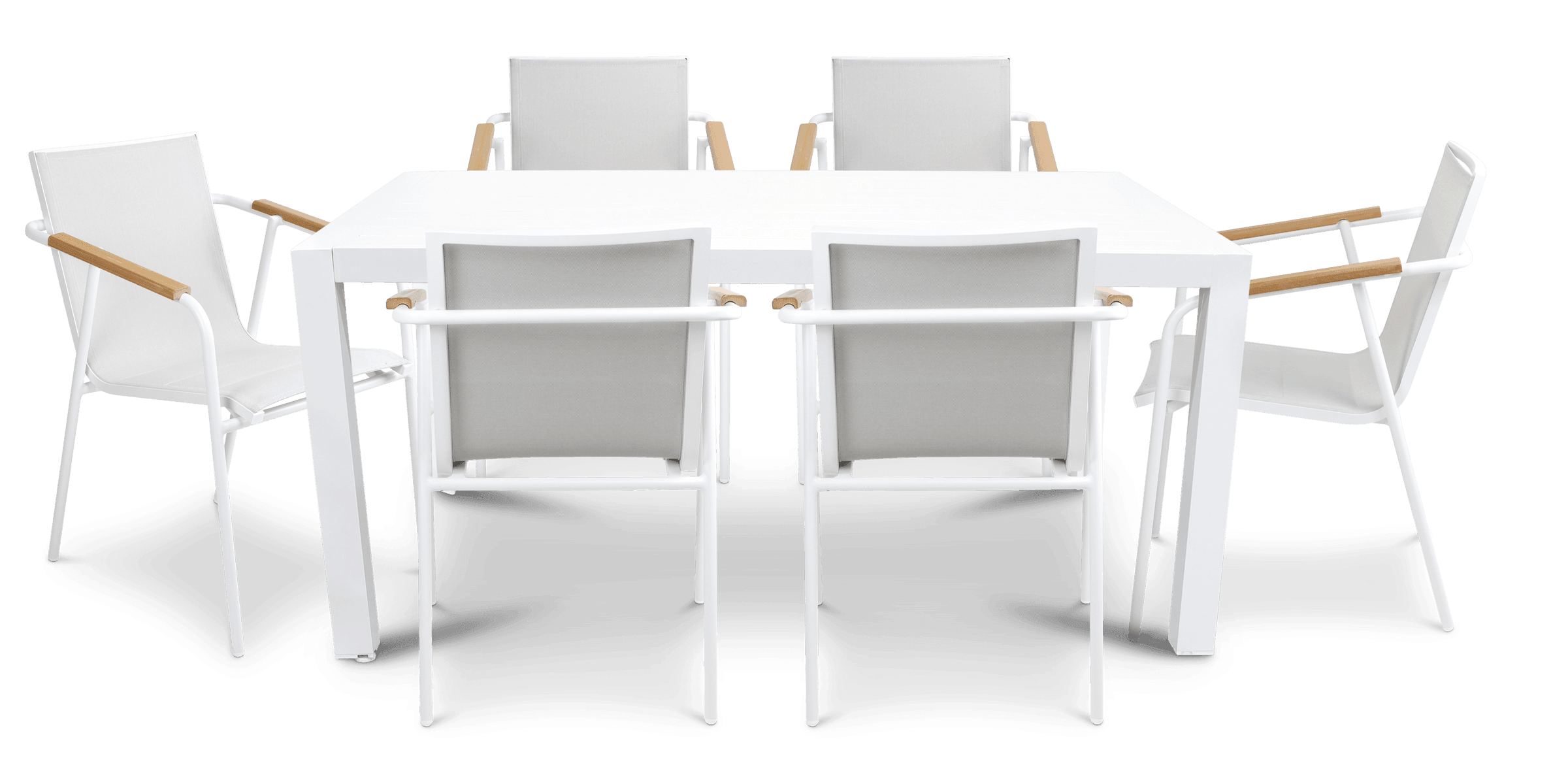 Bahamas Rectangle 7 Piece Outdoor Setting in Arctic White with Aluminium Chairs