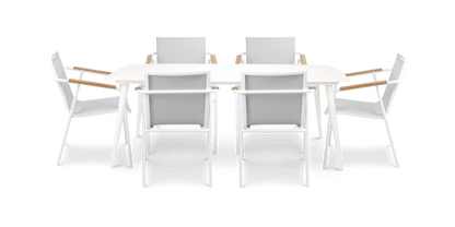 Amalfi Rectangle 7 Piece Outdoor Setting in Arctic White with Aluminium Chairs