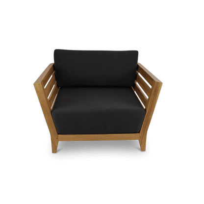 Daintree Armchair in Premium Natural Teak and Midnight Sunproof All Weather Fabric - The Furniture Shack