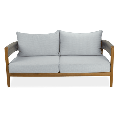 Pacific 3 Seater in Premium Natural Teak and Stone Check Sunproof All Weather Fabric - The Furniture Shack